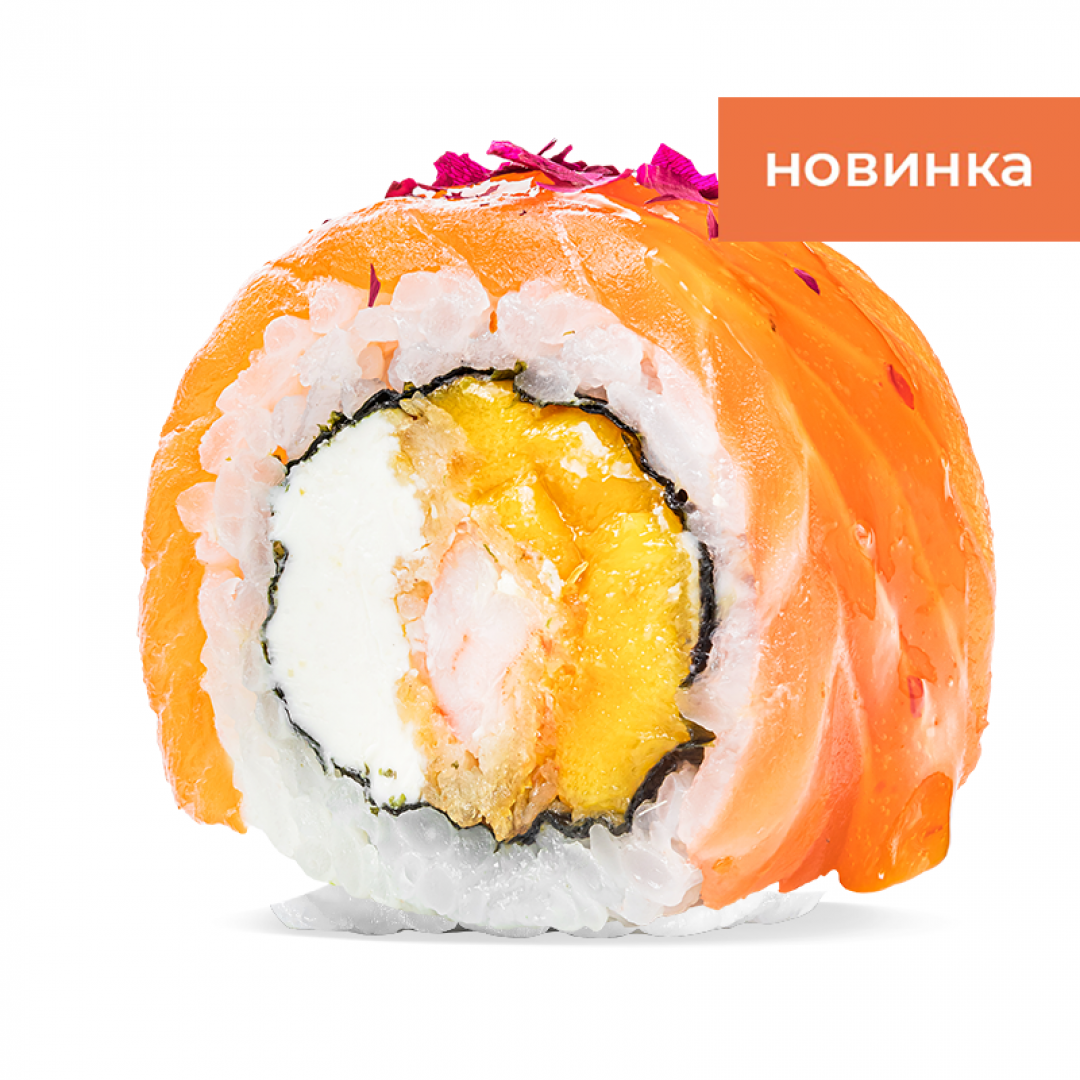 Рол Філа з лососем, креветкою панко та манго