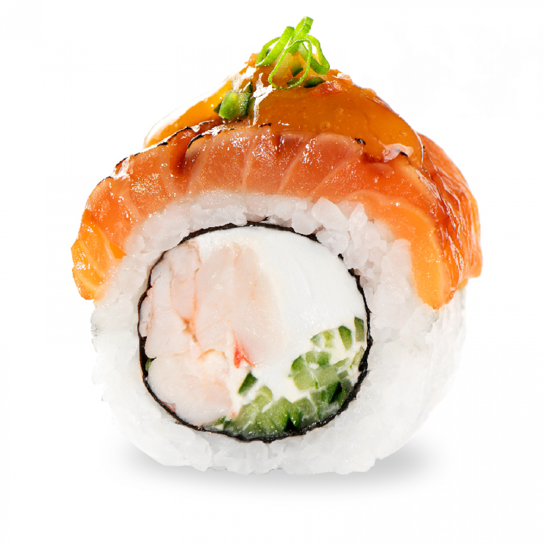 Філа абурі з лососем, креветкою та обліпиховим соусом БОКС